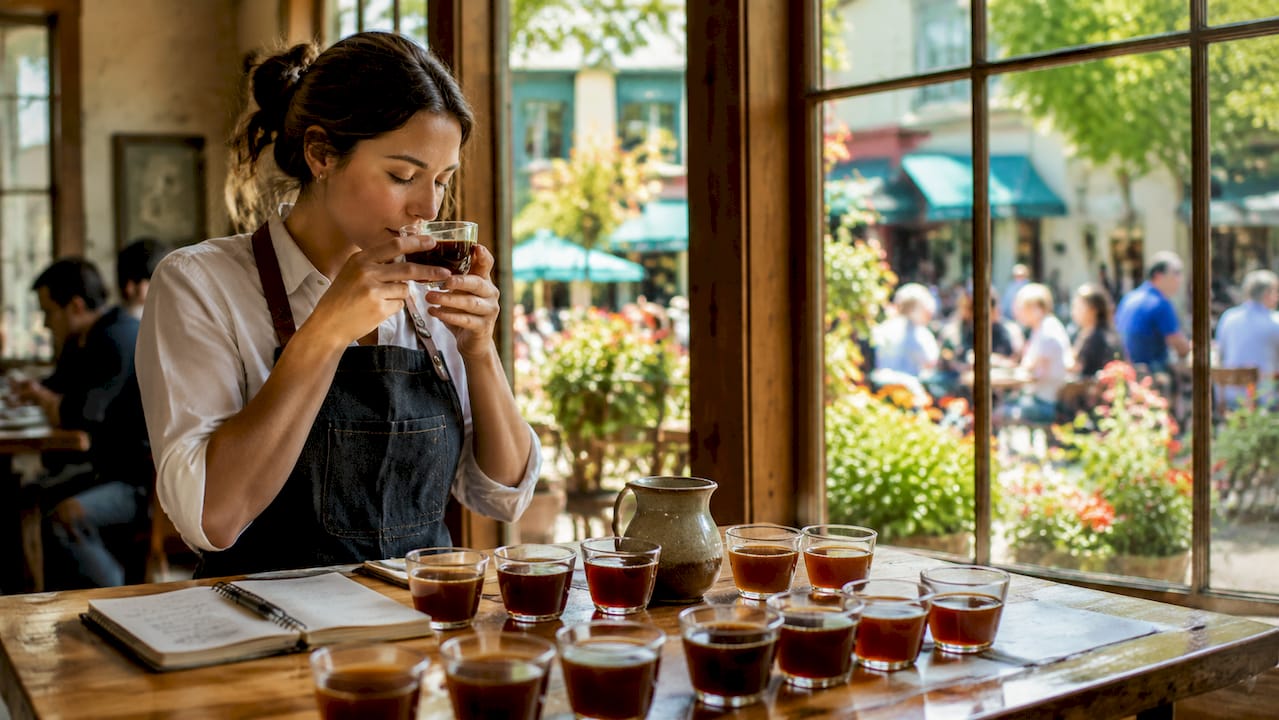 Professional smelling specialty coffee aroma