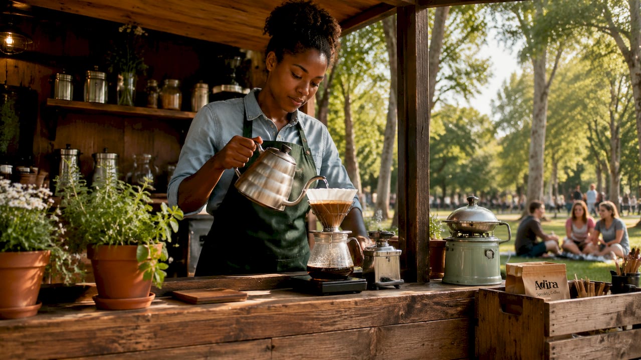 Barista brewing artisanal third wave coffee