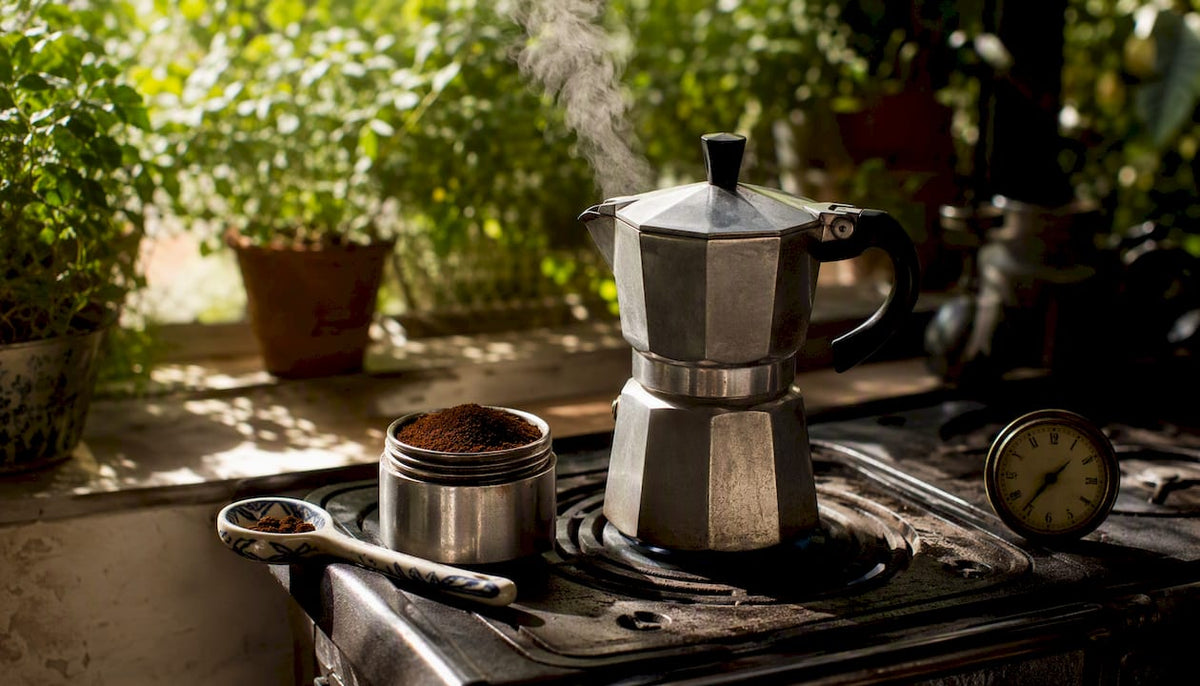 Moka pot brewing with medium-fine coffee grind