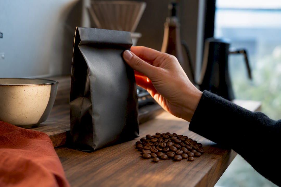 Home drinker checking coffee roast timing